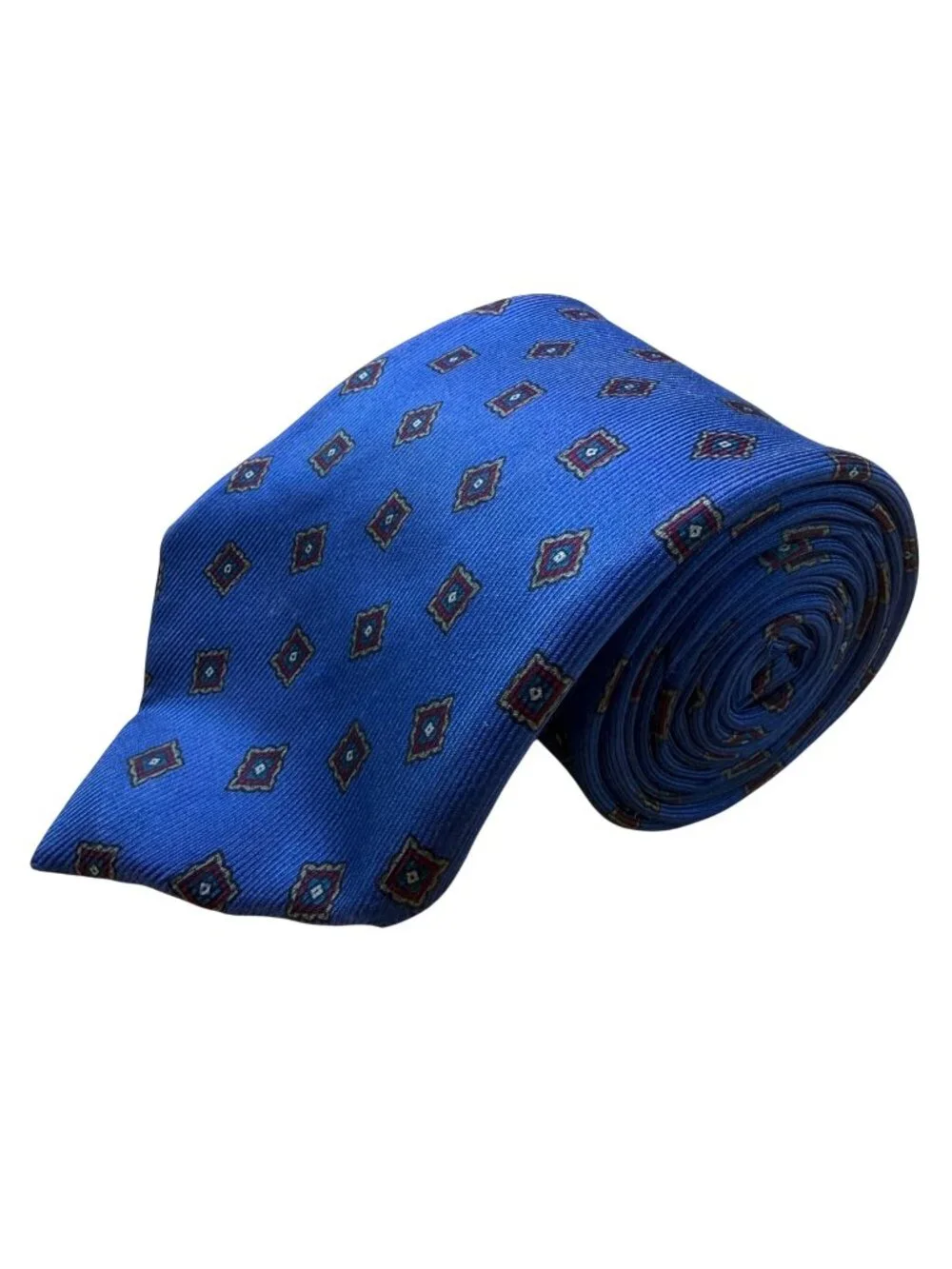 Robert Todd Ltd Mens Blue Silk Geometric Pattern Tie Classic Necktie